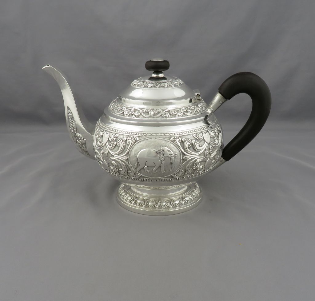 Indian Silver Tea Set - JH Tee Antiques
