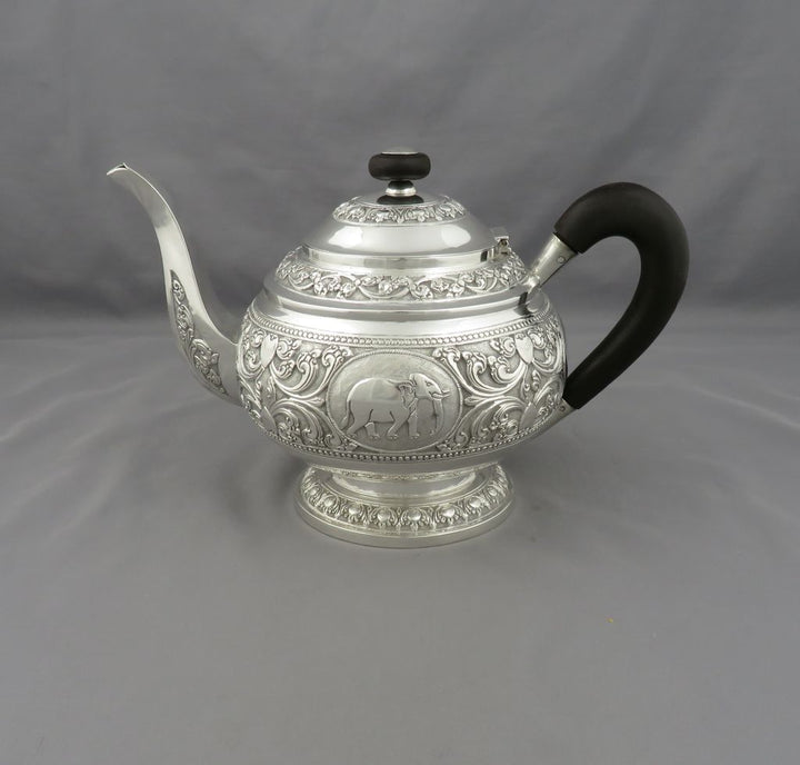 Indian Silver Tea Set - JH Tee Antiques