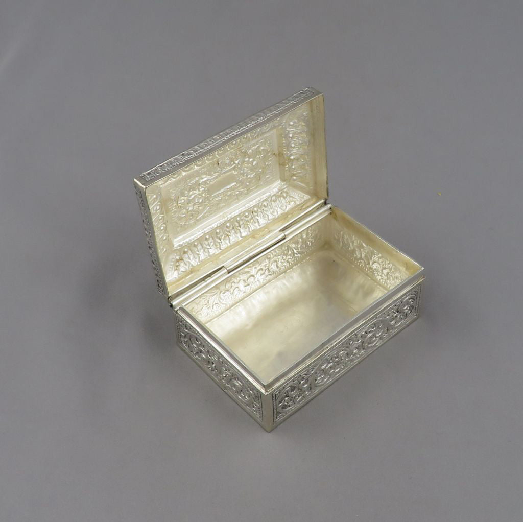 Indian Silver Trinket Box - JH Tee Antiques