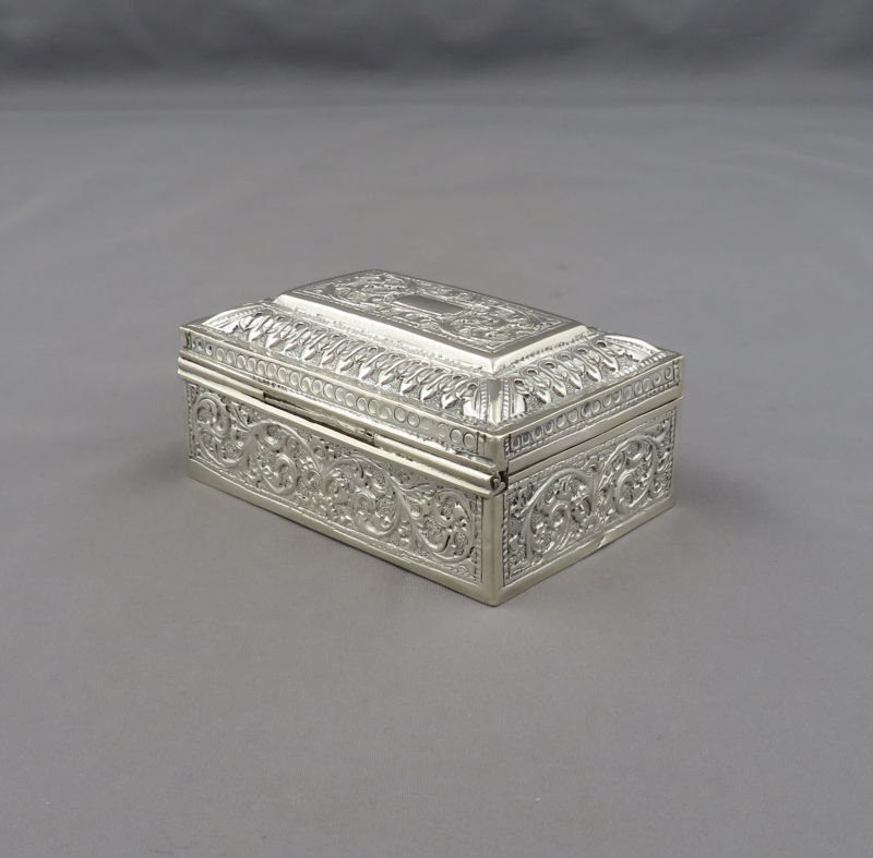 Indian Silver Trinket Box - JH Tee Antiques