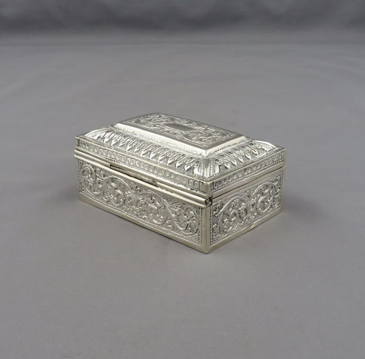 Indian Silver Trinket Box - JH Tee Antiques