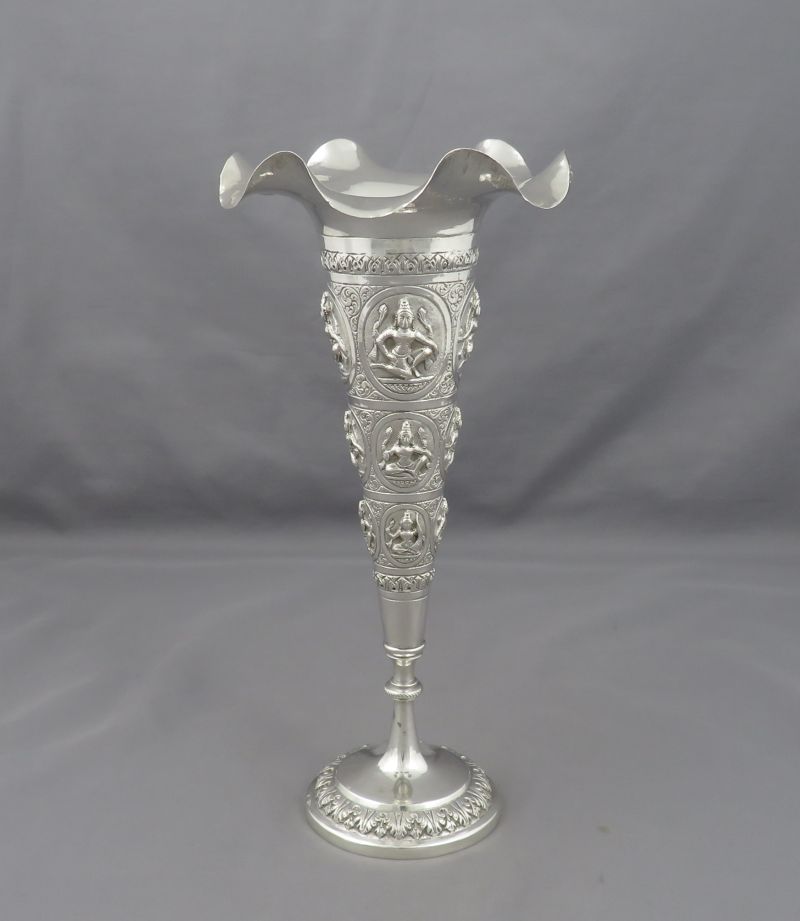 Indian Sterling Silver Vases - JH Tee Antiques