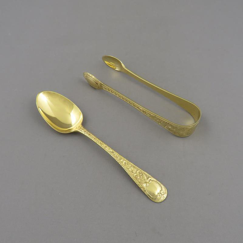 Six Irish Victorian Silver Gilt Teaspoons - JH Tee Antiques