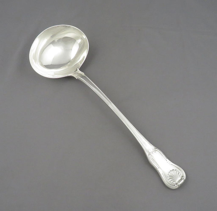 Irish Hourglass Pattern Silver Soup Ladle - JH Tee Antiques