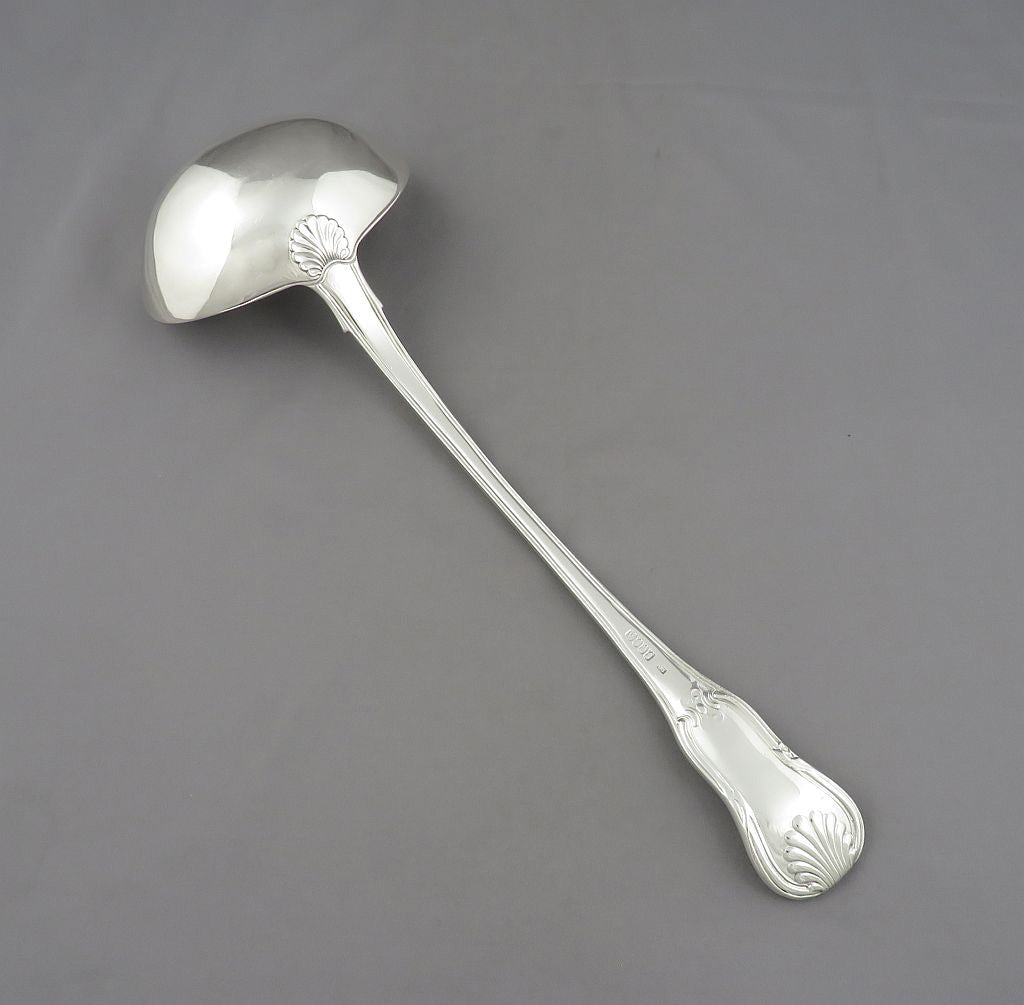 Irish Hourglass Pattern Silver Soup Ladle - JH Tee Antiques