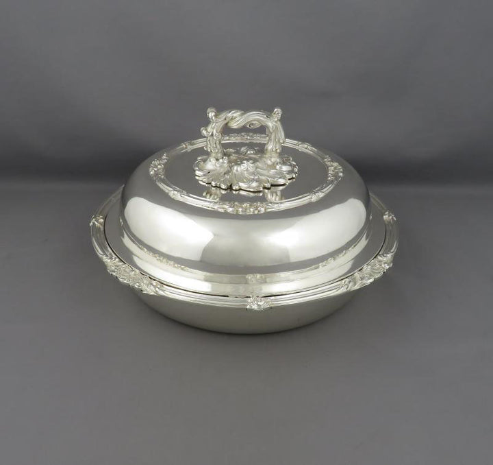 Pair of Irish Silver Entree Dishes - JH Tee Antiques