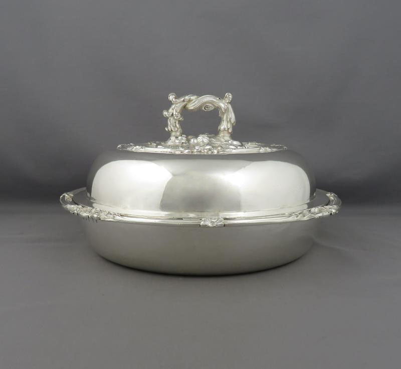 Pair of Irish Silver Entree Dishes - JH Tee Antiques