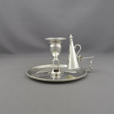 George III Sterling Silver Chamberstick - JH Tee Antiques