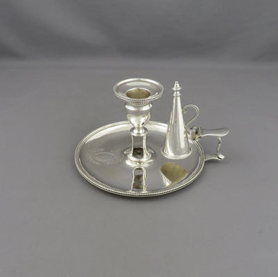 George III Sterling Silver Chamberstick - JH Tee Antiques