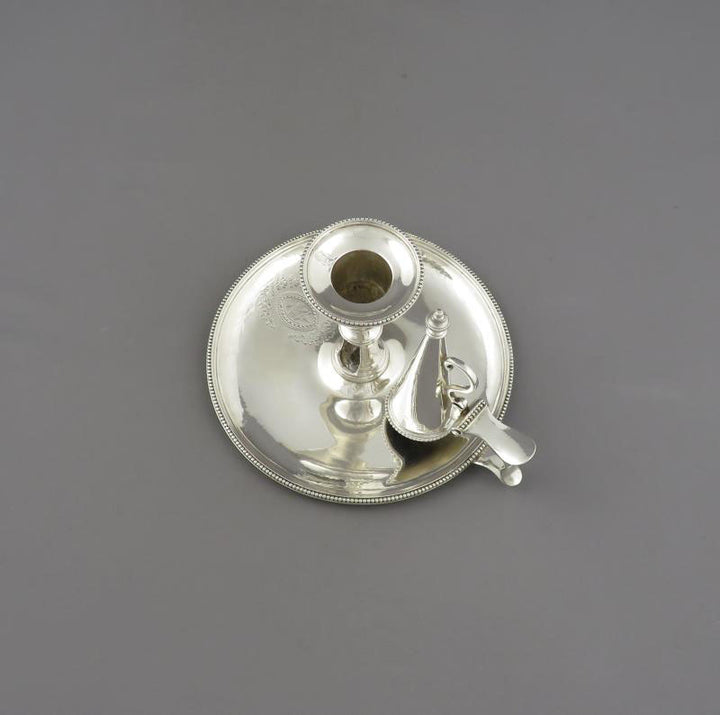 George III Sterling Silver Chamberstick - JH Tee Antiques