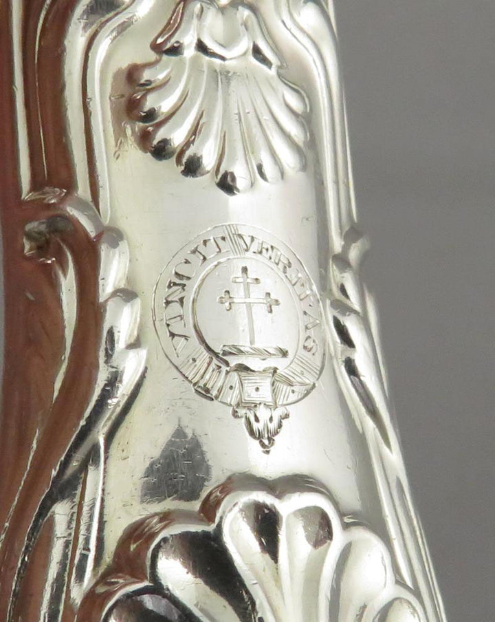 12 Victorian Silver Dessert Knives Kings Pattern - JH Tee Antiques