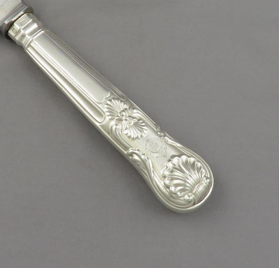 12 Victorian Silver Dessert Knives Kings Pattern - JH Tee Antiques