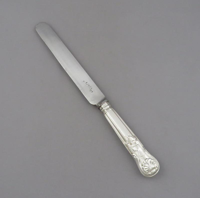 12 Victorian Silver Dessert Knives Kings Pattern - JH Tee Antiques