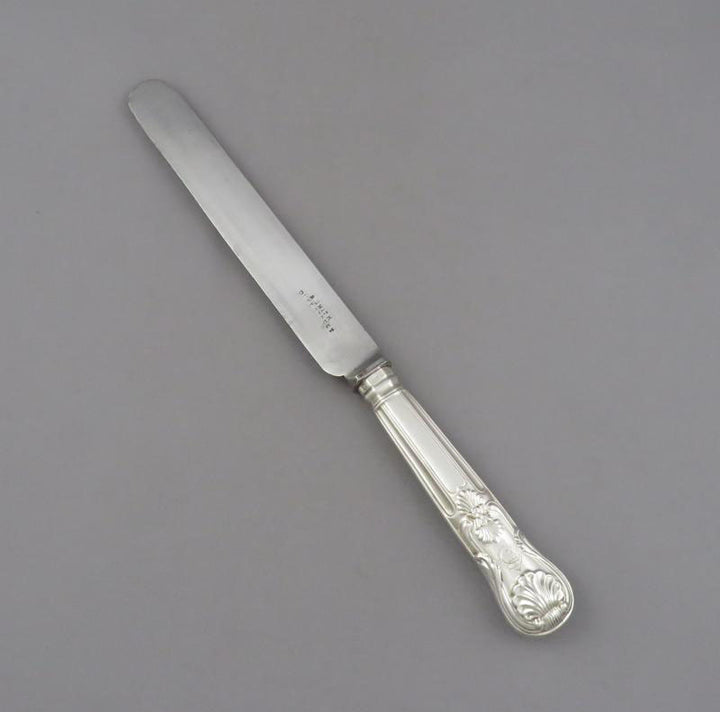 12 Victorian Silver Dessert Knives Kings Pattern - JH Tee Antiques