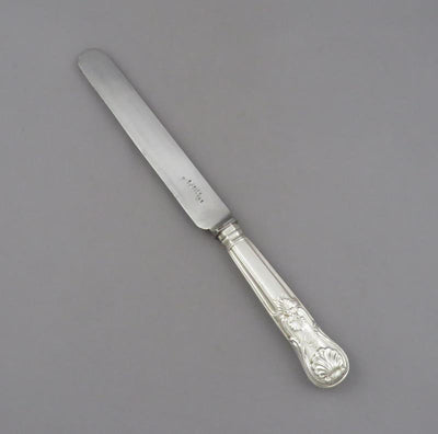 12 Victorian Silver Dessert Knives Kings Pattern - JH Tee Antiques