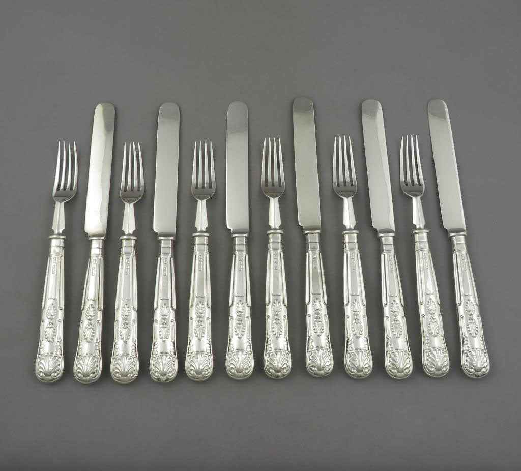 English Sterling Kings Pattern Dessert Set - JH Tee Antiques