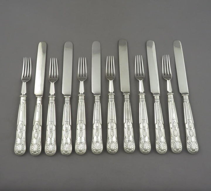 English Sterling Kings Pattern Dessert Set - JH Tee Antiques