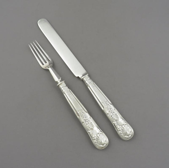 English Sterling Kings Pattern Dessert Set - JH Tee Antiques