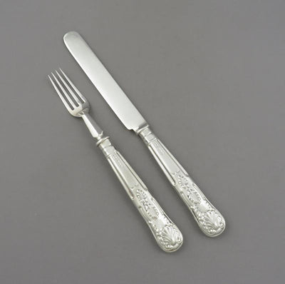 English Sterling Kings Pattern Dessert Set