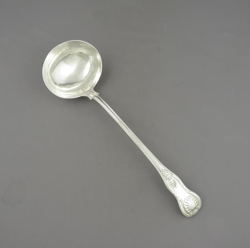 Kings Pattern Silver Soup Ladle - JH Tee Antiques