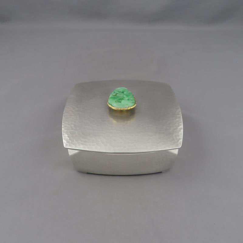 Korean Silver and Jade Jewelry Box - JH Tee Antiques