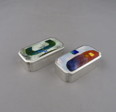 Pair of Korean Silver and Enamel Boxes - JH Tee Antiques
