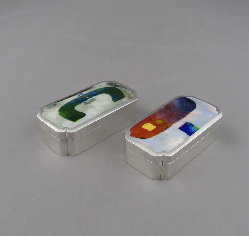 Pair of Korean Silver and Enamel Boxes - JH Tee Antiques