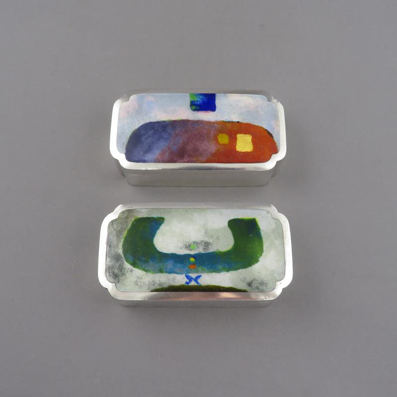 Pair of Korean Silver and Enamel Boxes - JH Tee Antiques