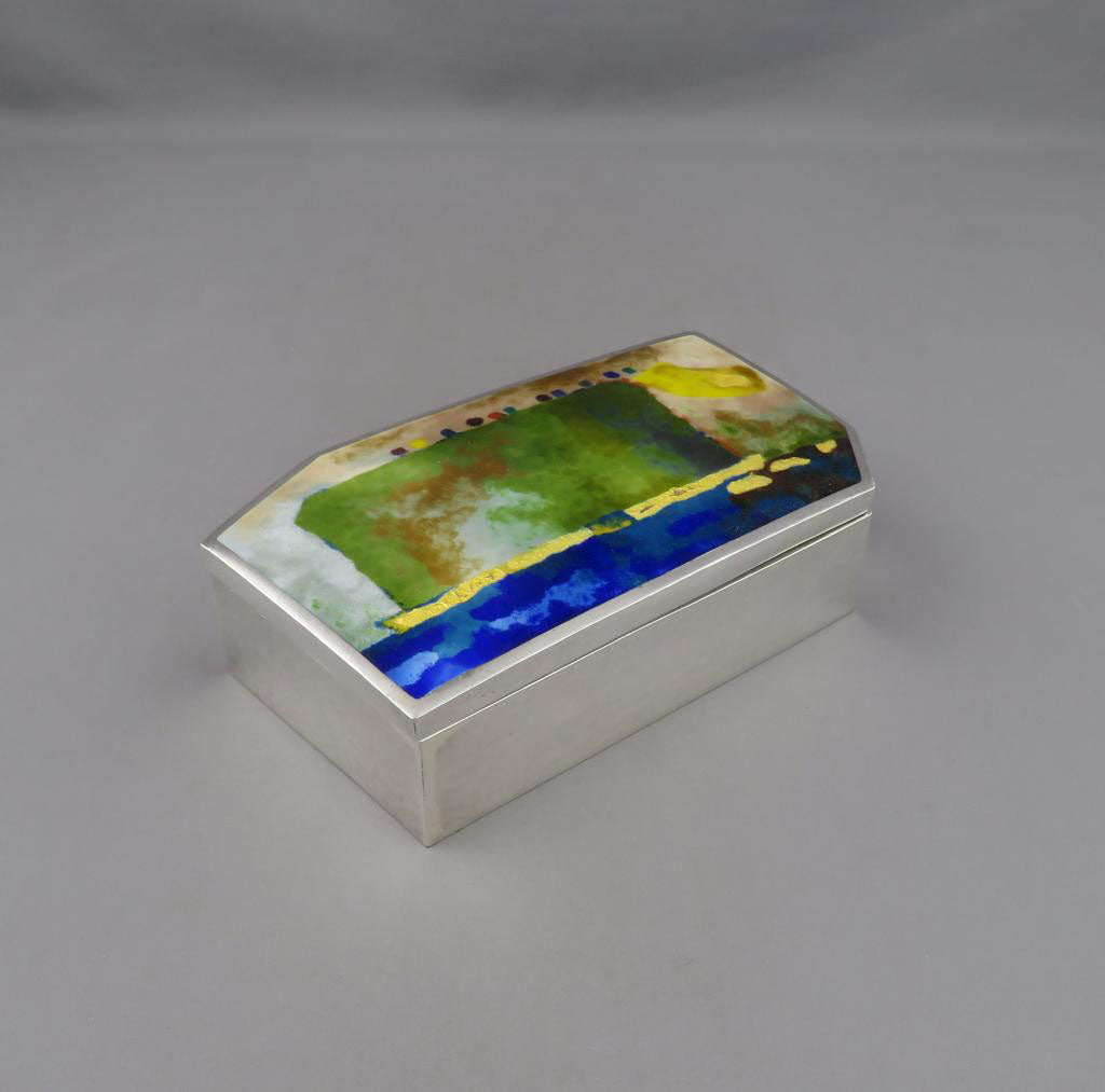 Large Korean Silver and Enamel Box - JH Tee Antiques