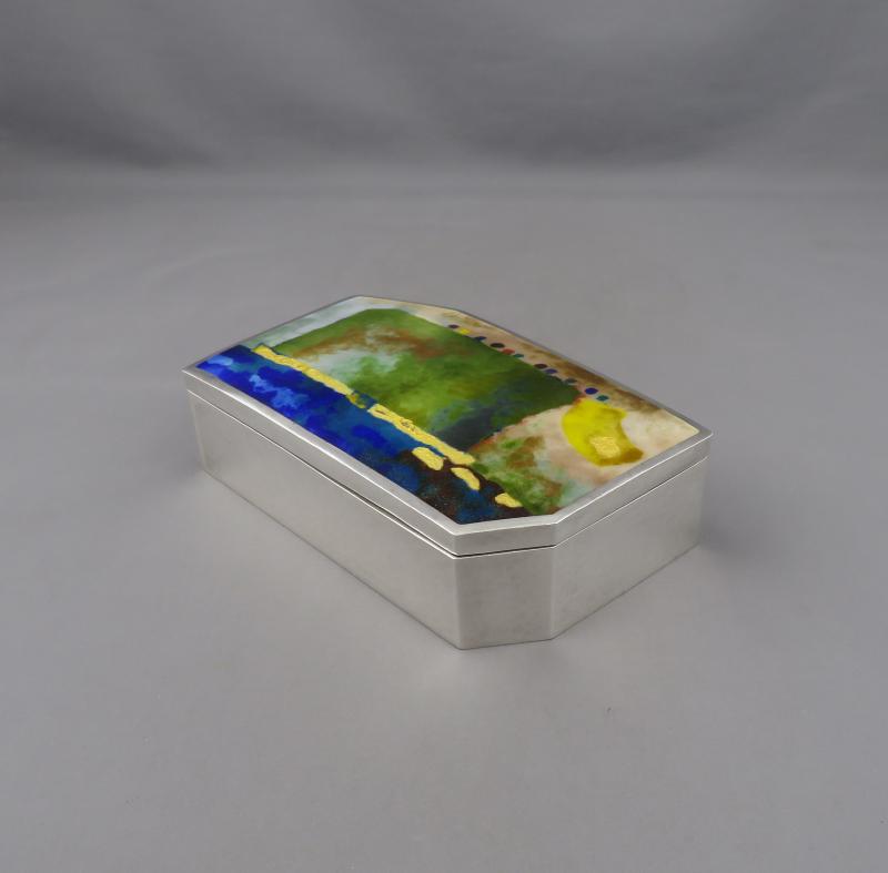 Large Korean Silver and Enamel Box - JH Tee Antiques