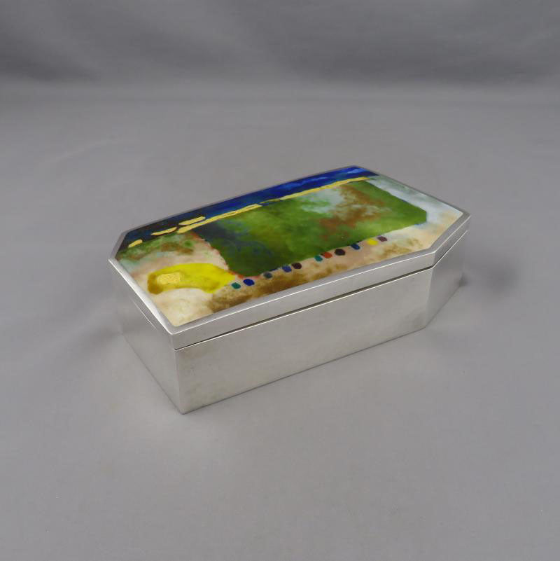 Large Korean Silver and Enamel Box - JH Tee Antiques