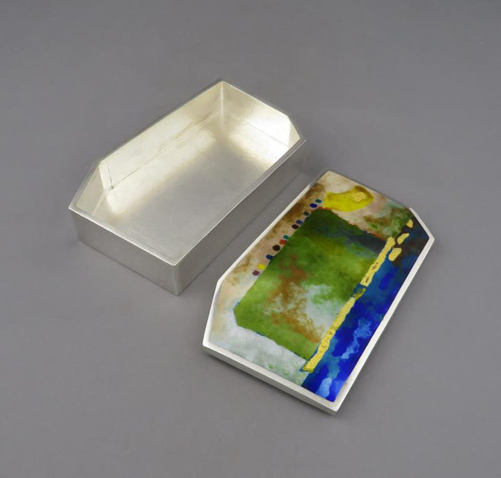 Large Korean Silver and Enamel Box - JH Tee Antiques
