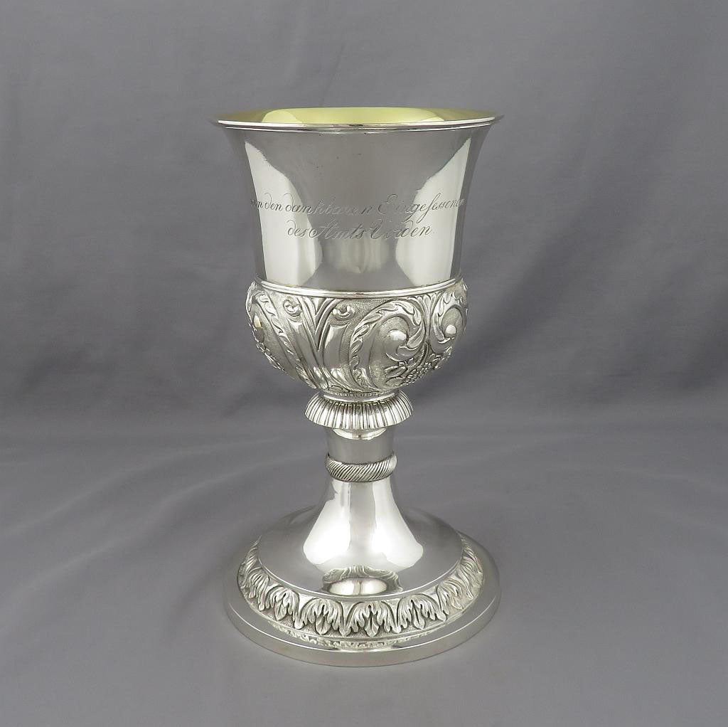 Large German Silver Goblet - JH Tee Antiques