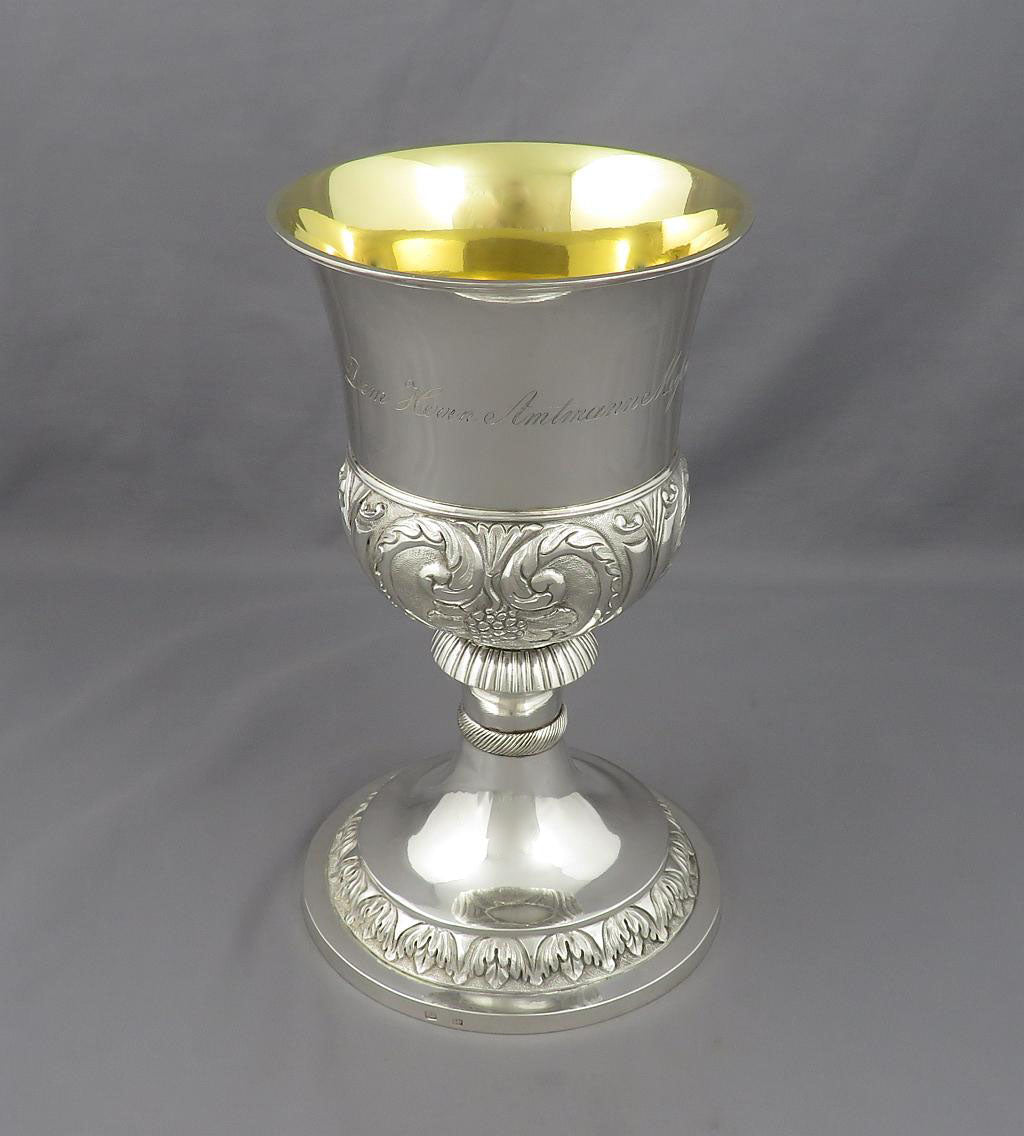 Large German Silver Goblet - JH Tee Antiques