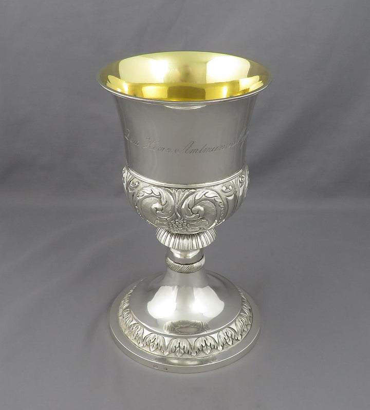 Large German Silver Goblet - JH Tee Antiques