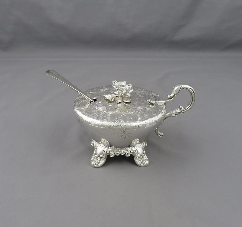 Large Victorian Silver Mustard Pot - JH Tee Antiques