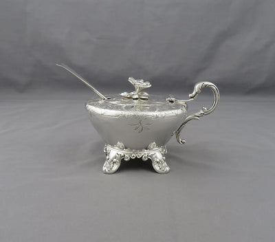 Large Victorian Silver Mustard Pot - JH Tee Antiques