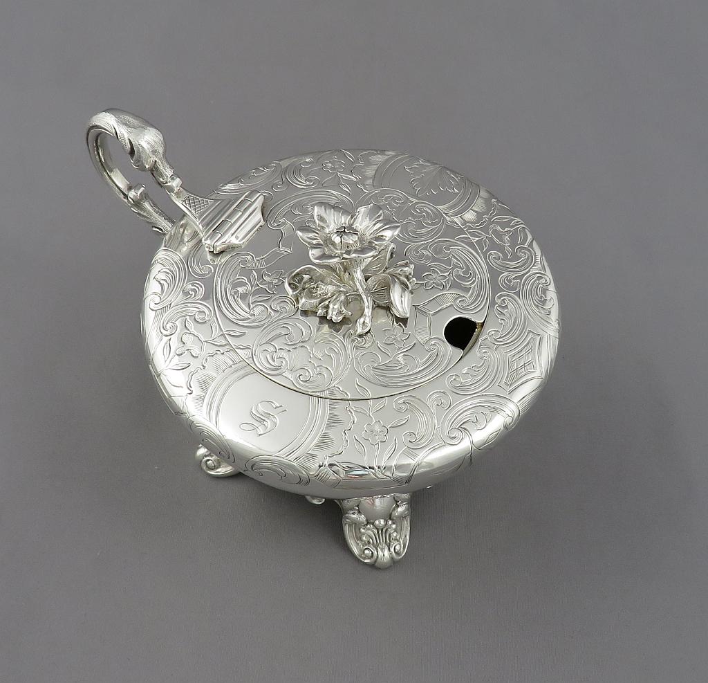 Large Victorian Silver Mustard Pot - JH Tee Antiques