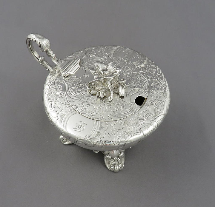 Large Victorian Silver Mustard Pot - JH Tee Antiques