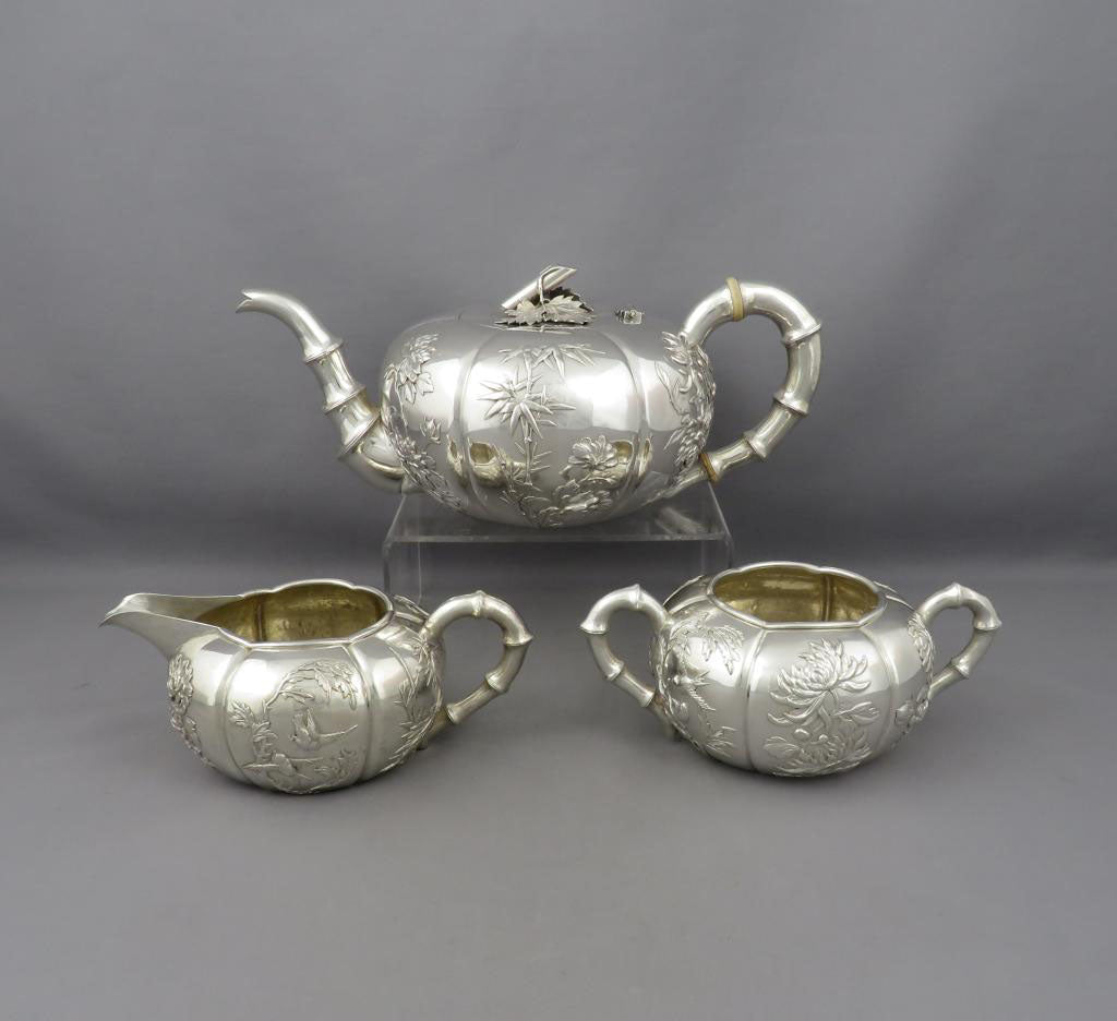 Chinese Export Silver Tea Set - JH Tee Antiques