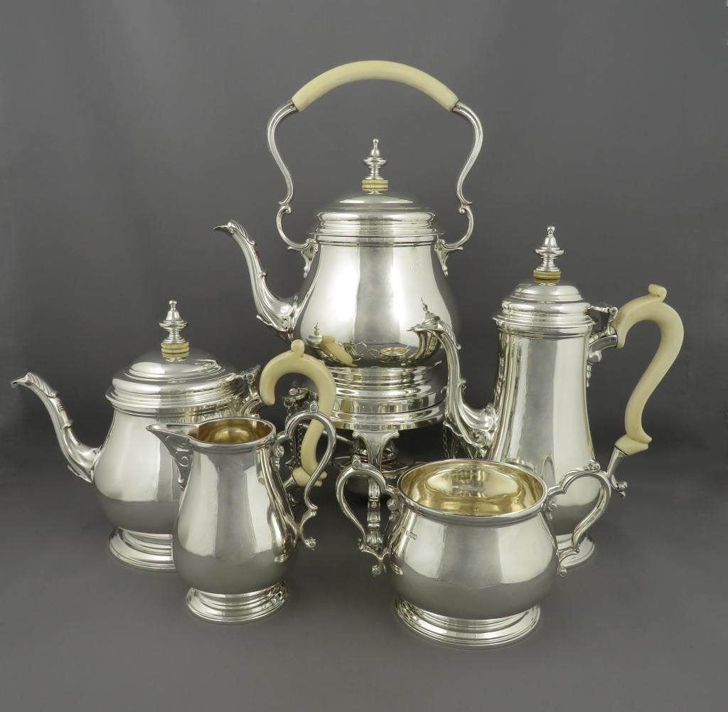 Mappin &amp; Webb George V Silver Tea Service - JH Tee Antiques