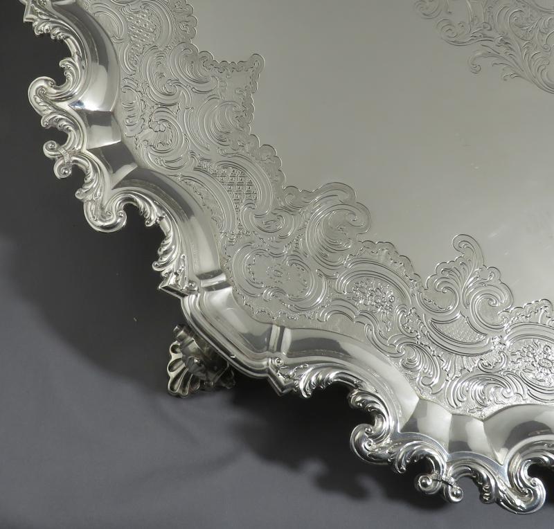 Massive George II Silver Salver - JH Tee Antiques