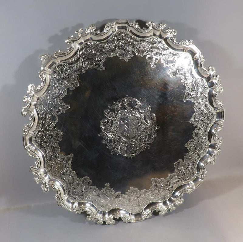 Massive George II Silver Salver - JH Tee Antiques