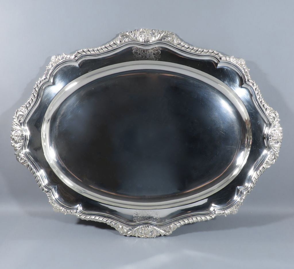 Massive George IV Silver Meat Platter - JH Tee Antiques