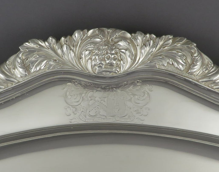 Massive George IV Silver Meat Platter - JH Tee Antiques