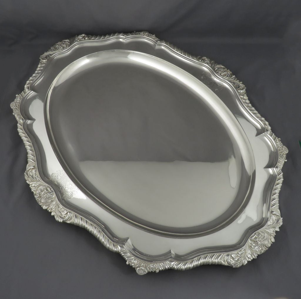 Massive George IV Silver Meat Platter - JH Tee Antiques