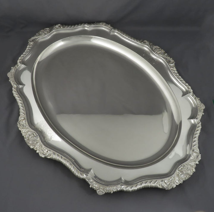 Massive George IV Silver Meat Platter - JH Tee Antiques