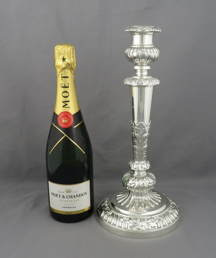 Late George III Sterling Silver Candlesticks - JH Tee Antiques