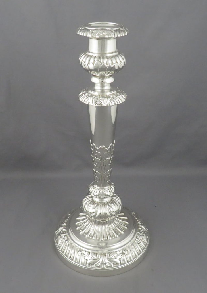 Late George III Sterling Silver Candlesticks - JH Tee Antiques