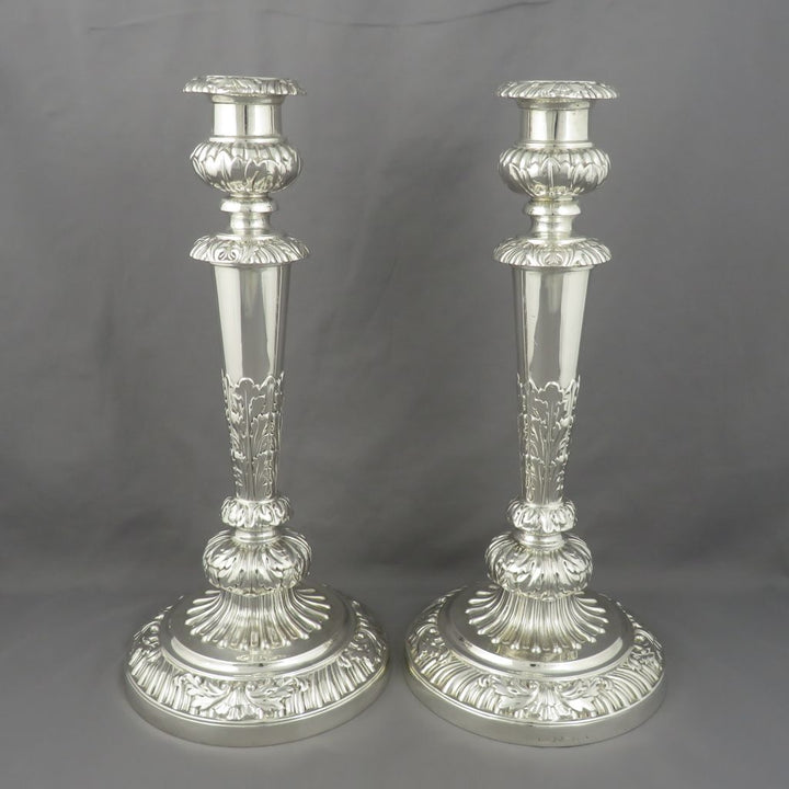 Late George III Sterling Silver Candlesticks - JH Tee Antiques